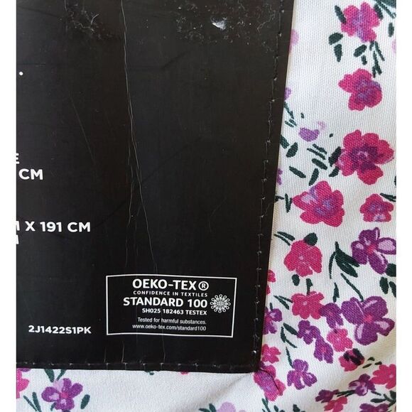 Karl Lagerfeld White Purple Floral TWIN Washed Super Soft 4 Piece Sheet Set - Picture 9 of 9